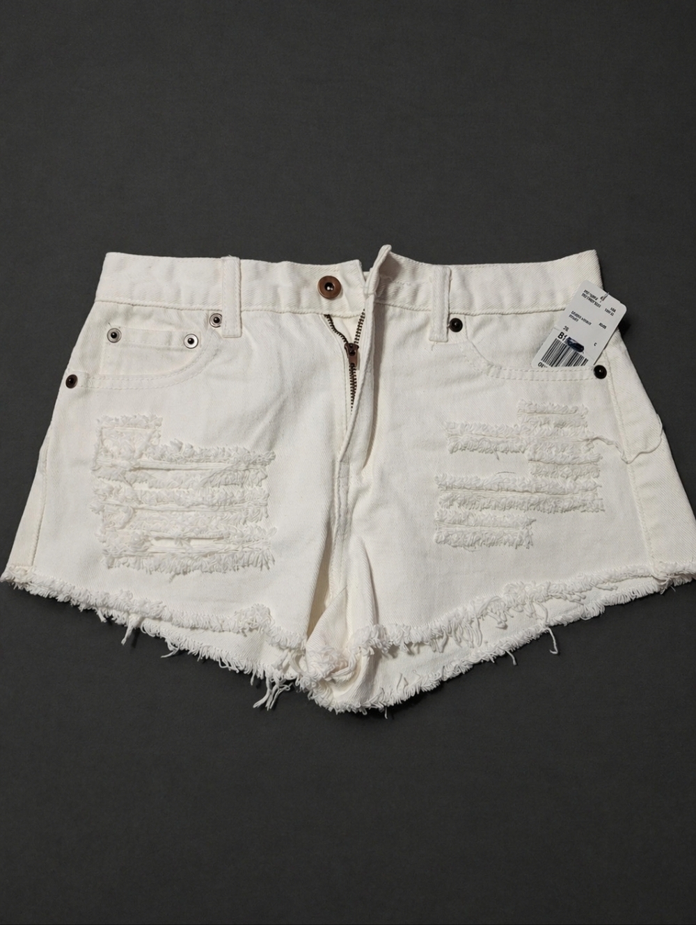 High-Rise White Denim Cutoff Shorts